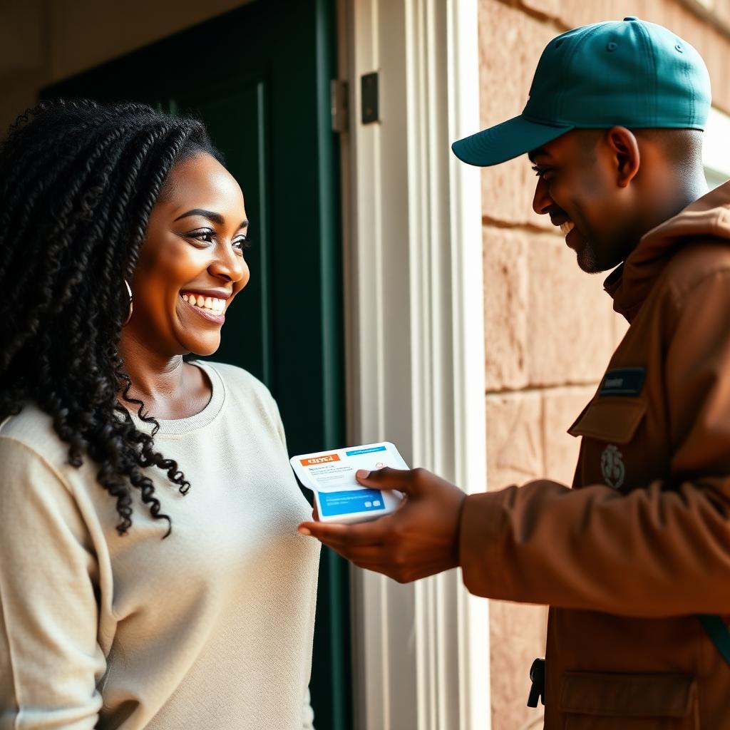 Patient receiving medication delivery at the door