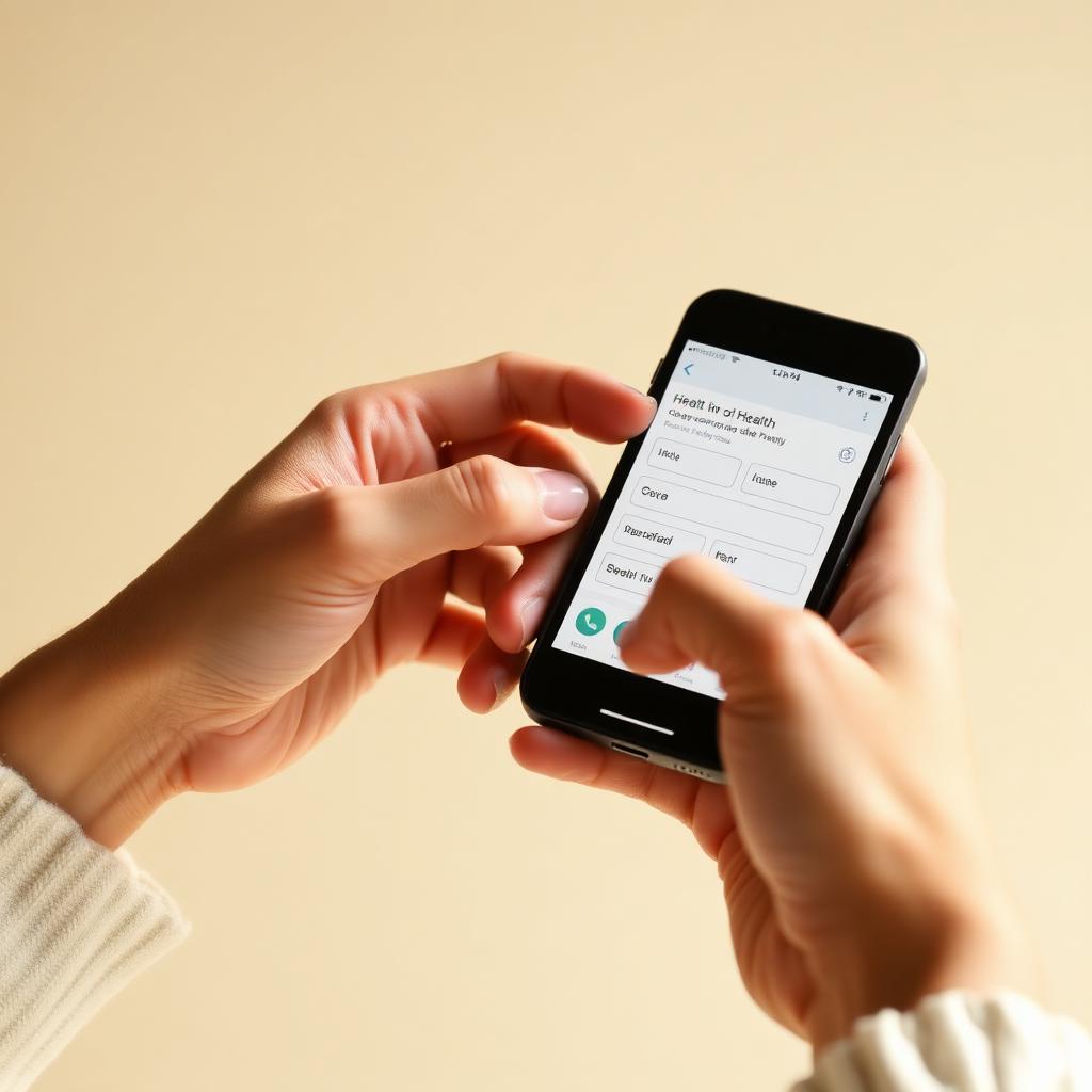 Filling out the health questionnaire on a phone