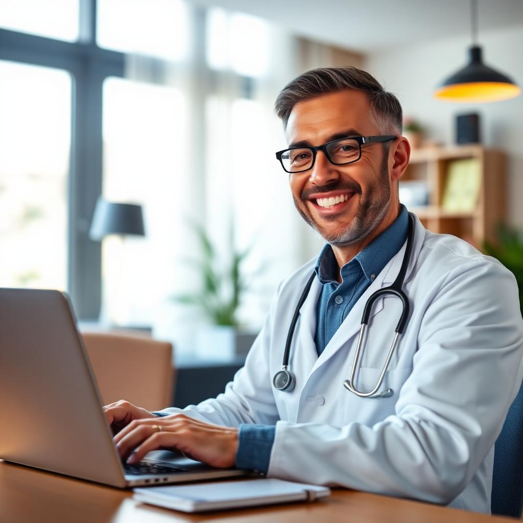 Licensed physician on a video call